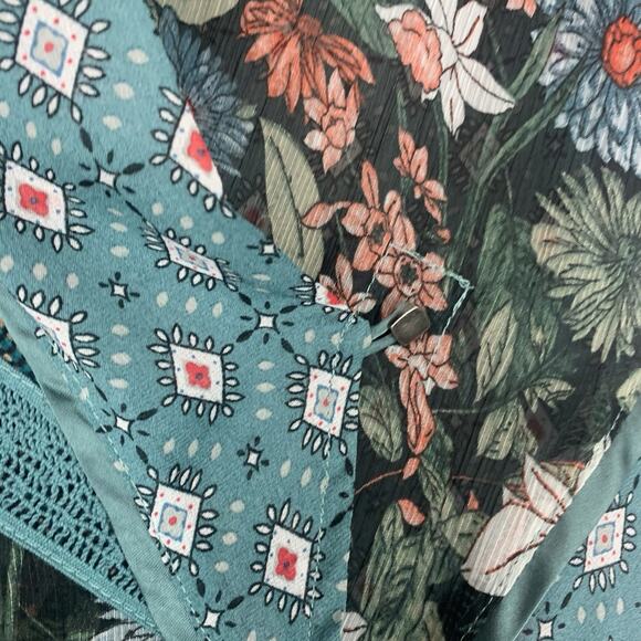 Tiny Anthropologie Shirt Womens Small Wrap Blouse Boho Fairycore Mixed Print S - Picture 2 of 9